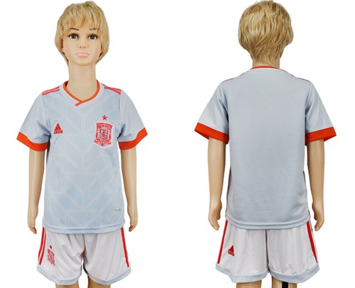 Spain Blank Away Kid Soccer Country Jersey